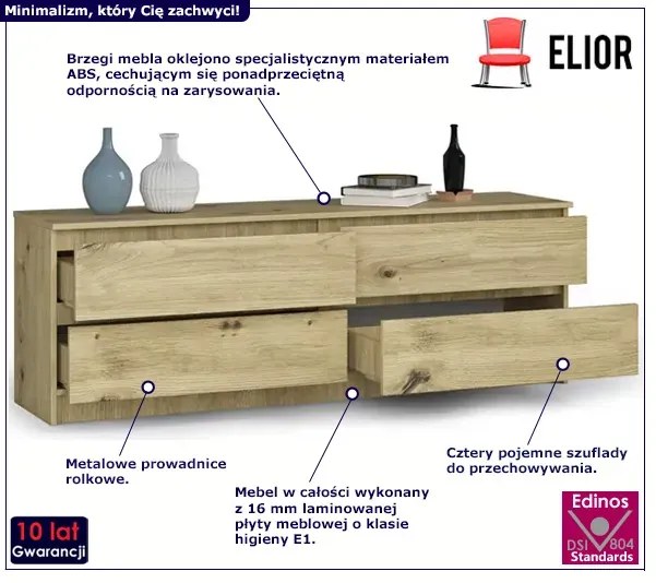 Minimalistyczna komoda do salonu dąb artisan dąb san remo