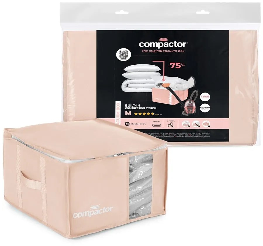 Plastikowy pojemnik próżniowy do przechowywania ubrań 42x40x25 cm Pink Edition – Compactor