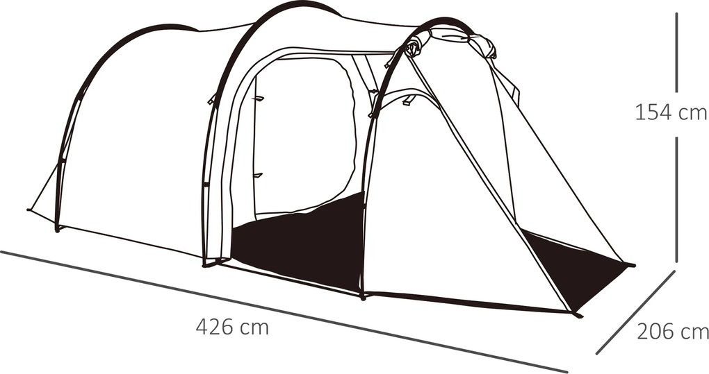 Namiot tunelowy dla 3-4 osób 190T Kemping Włókno szklane Ciemnozielony Przestronny i komfortowy | Aosom PL