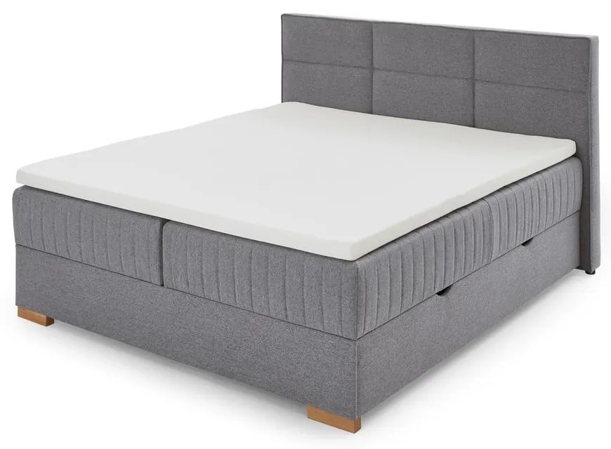 Szare łóżko boxspring ze schowkiem 180x200 cm Tambo – Meise Möbel