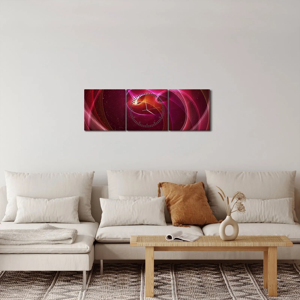 Obraz - jasne linie (z zegarem) (90x30 cm)