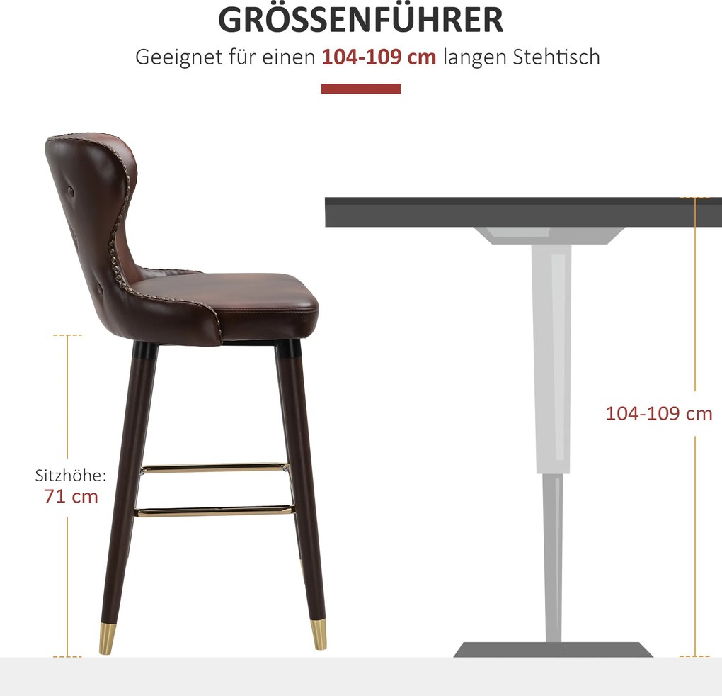 HOMCOM krzesło barowe krzesło bistro krzesło do jadalni z podnóżkiem wysokim oparciem PU