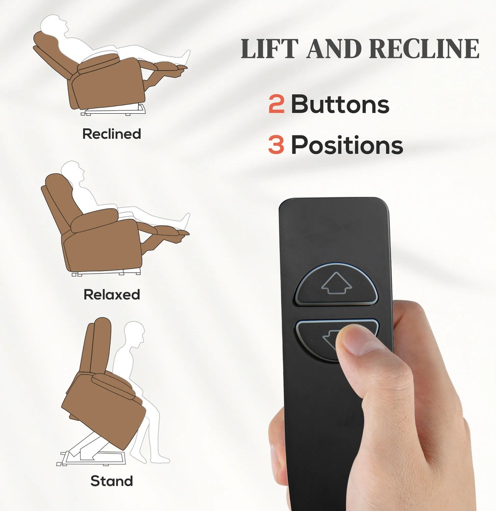 HOMCOM Fotel relaksacyjny elektryczny z funkcją podnoszenia brązowy 90x75x100 cm | Aosom PL