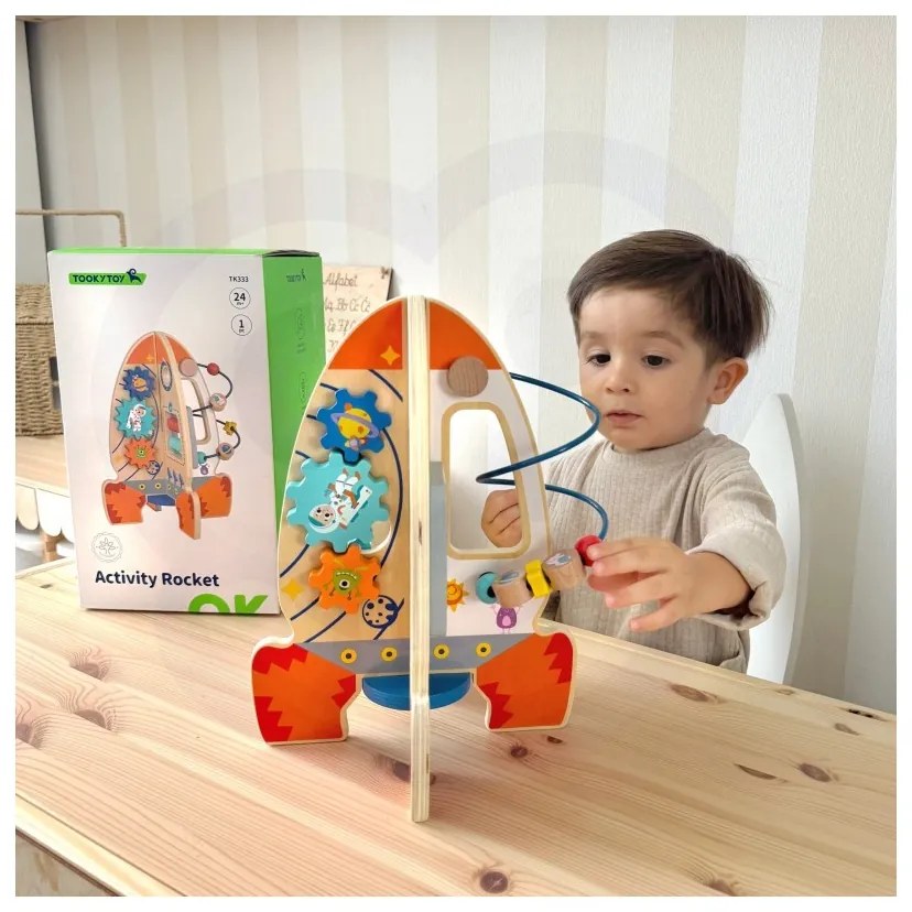 Tooky toy duża drewniana zabawka edukacyjna wielofunkcyjna rakieta