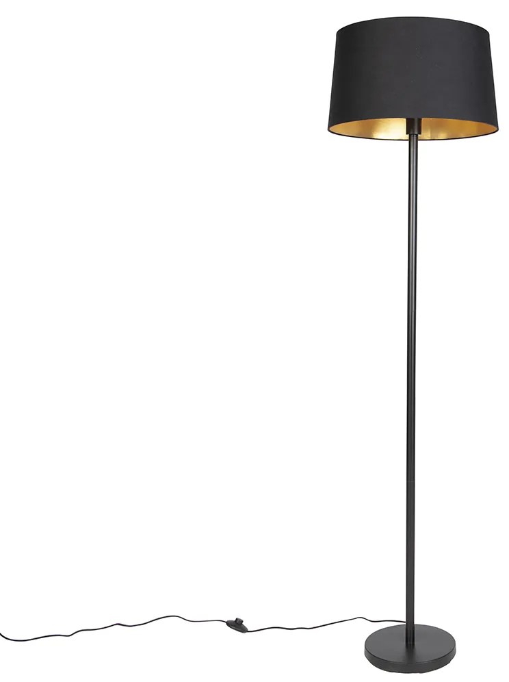 Inteligentna lampa stojąca czarna z czarnym kloszem 45 cm w tym Wifi A60 - Simplo