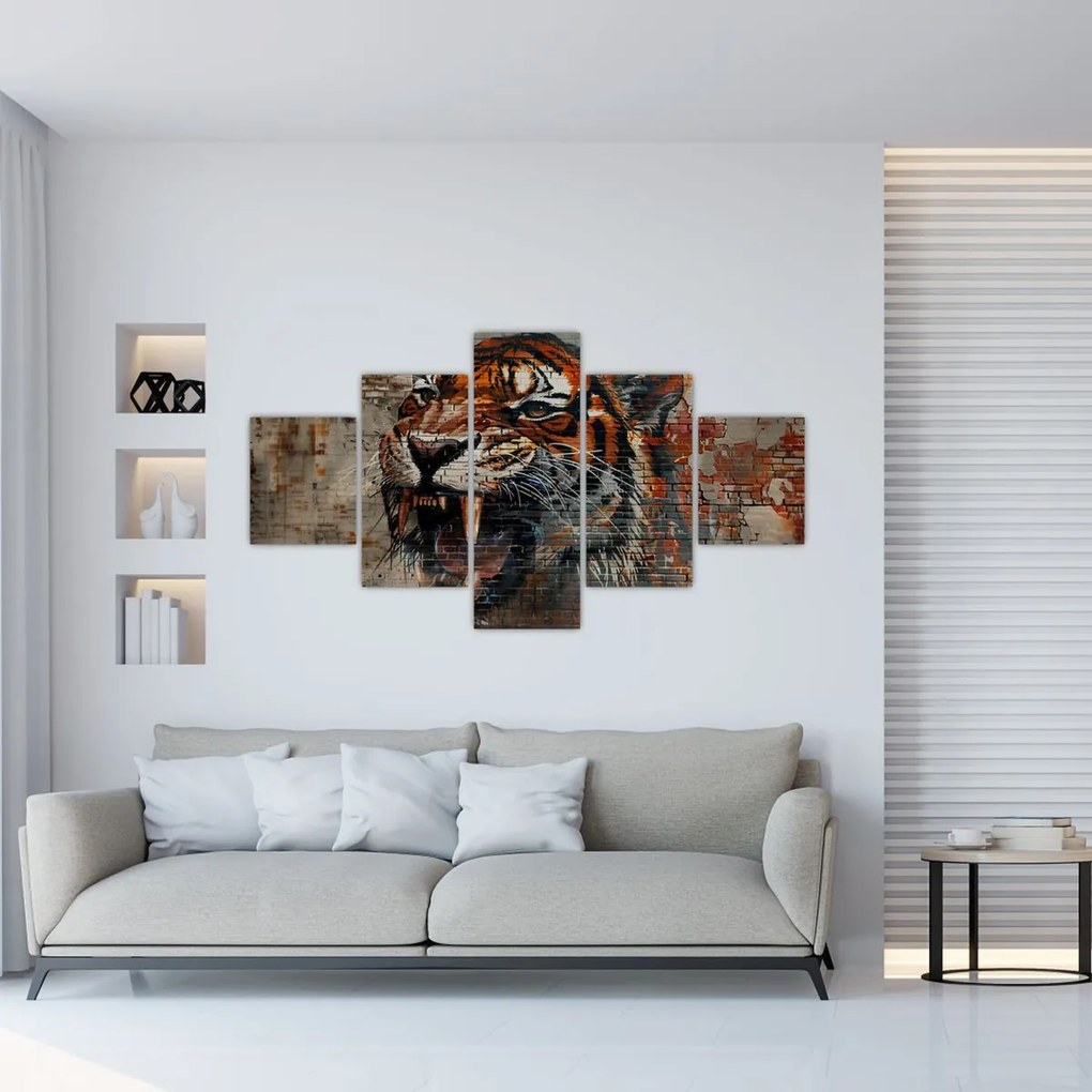 Obraz - Tygrys z cegieł (125x70 cm)