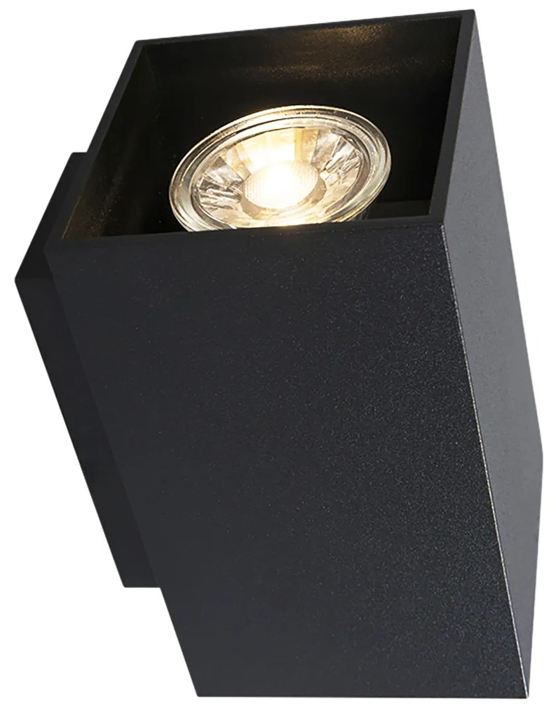 Zestaw 2 Nowoczesnych lamp ściennych czarnych kwadratowych 2-światłowych - Sandy Nowoczesny Oswietlenie wewnetrzne