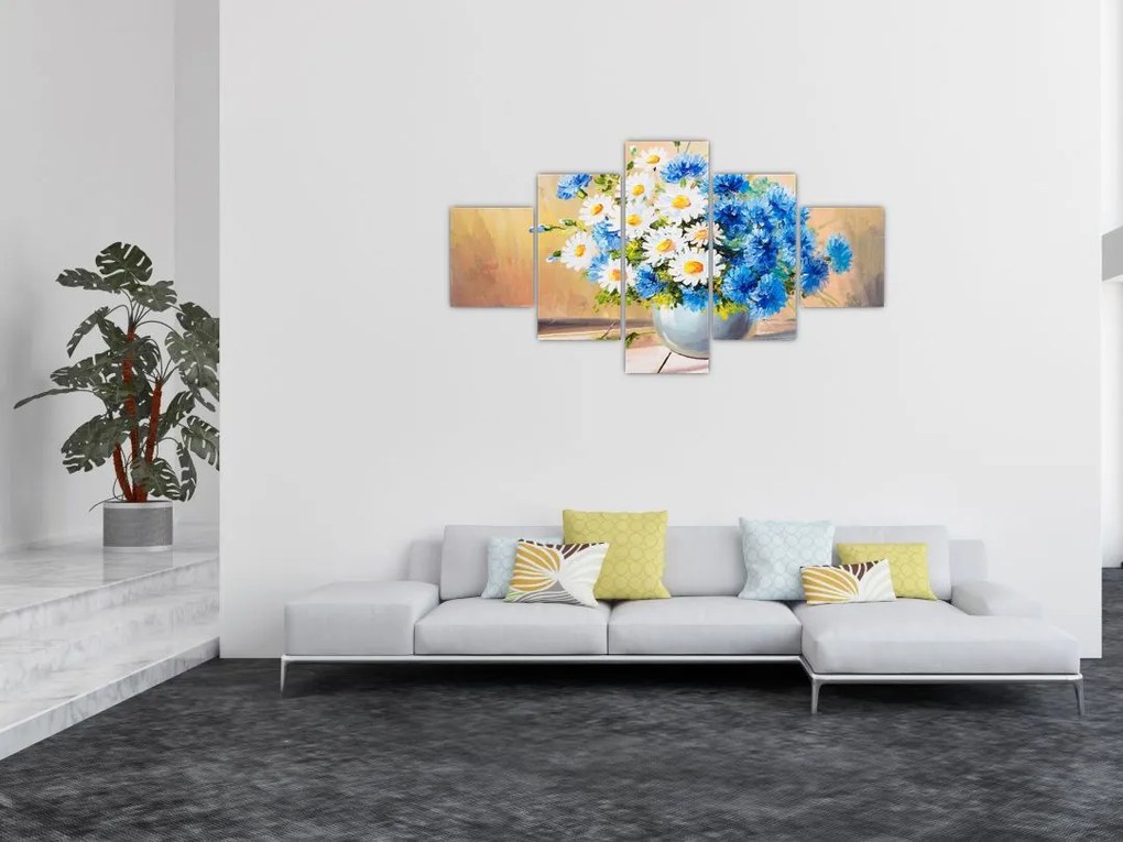 Malowany obraz wazonu z kwiatami (125x70 cm)