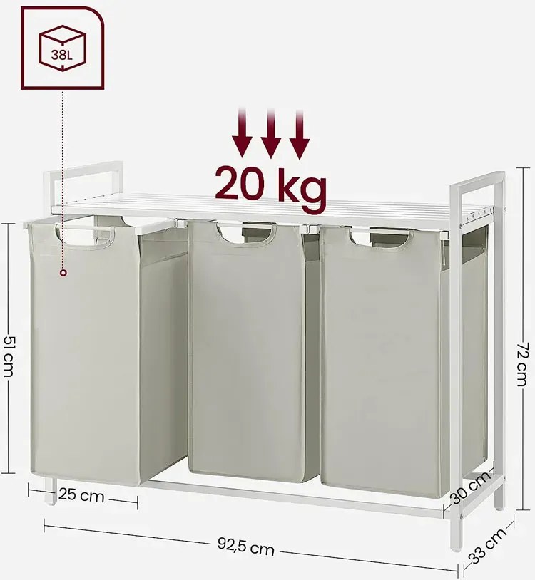 Biała szafka z 3 koszami na bieliznę N7-K50