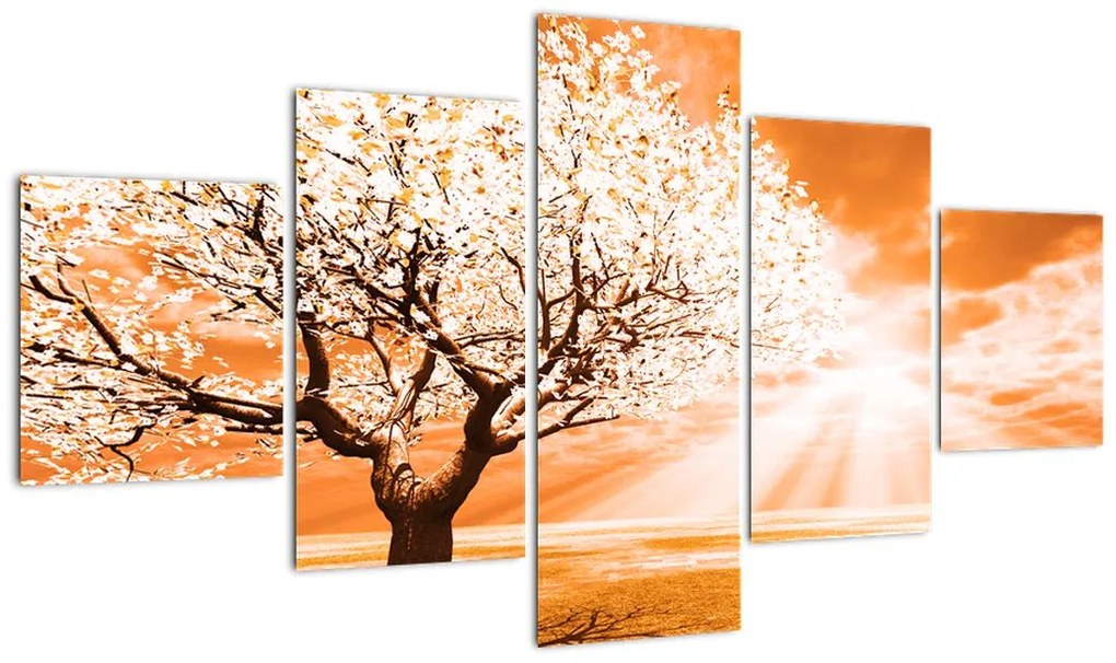 Pomarańczowy obraz drzewa (125x70 cm)