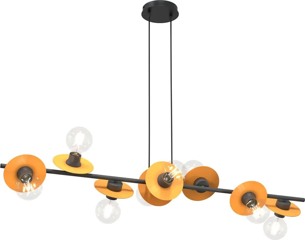 Czarno-pomarańczowa regulowana lampa wisząca - D160 H9-Z07