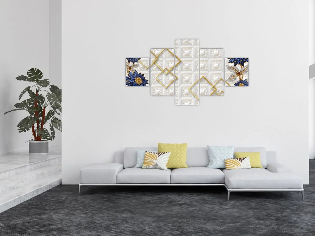 Obraz - Diamentowe kwiaty (125x70 cm)