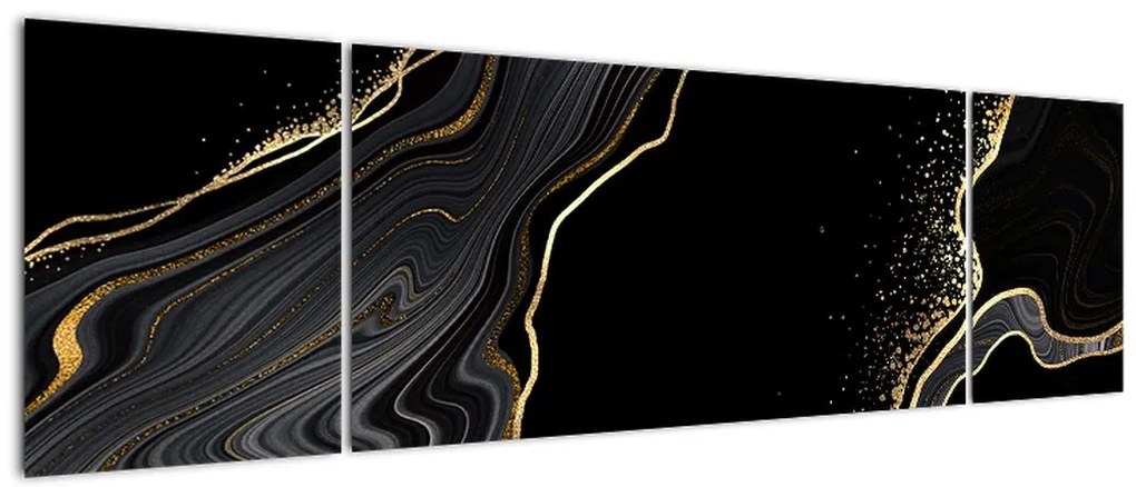 Obraz - Czarno - złoty marmur (170x50 cm)