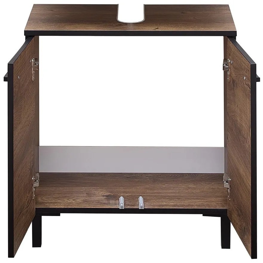 Brązowa szafka wisząca pod umywalkę w dekorze dębu bez baterii 60x53 cm Set 374 – Pelipal