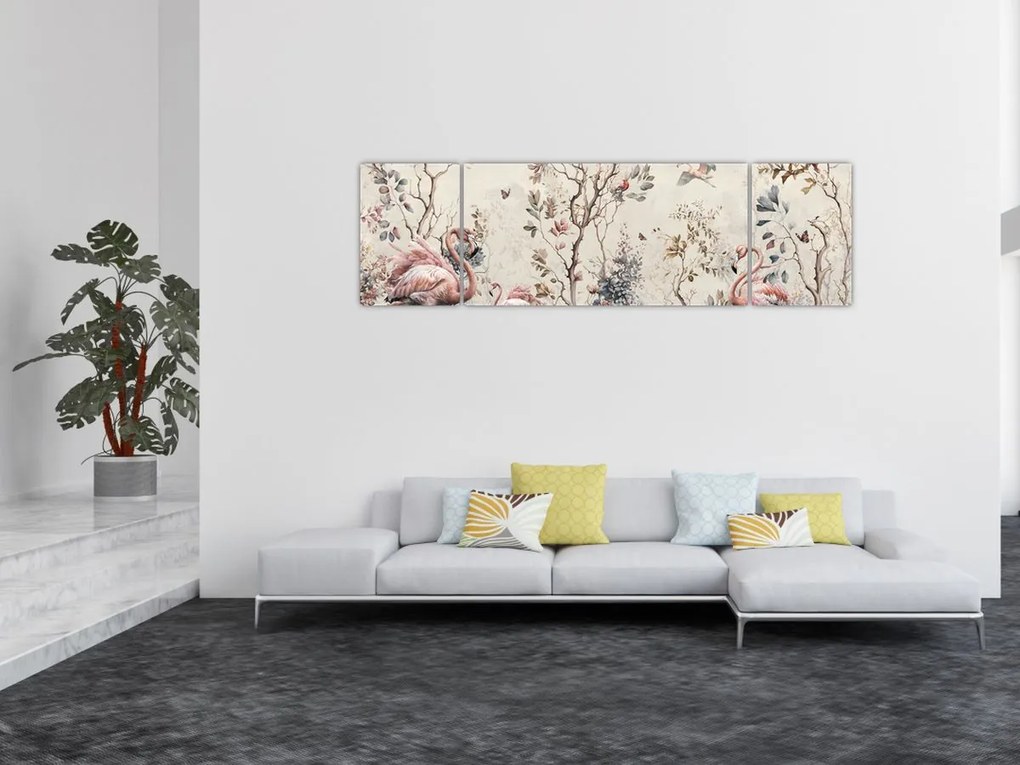 Obraz - Rysunek flamingów (170x50 cm)