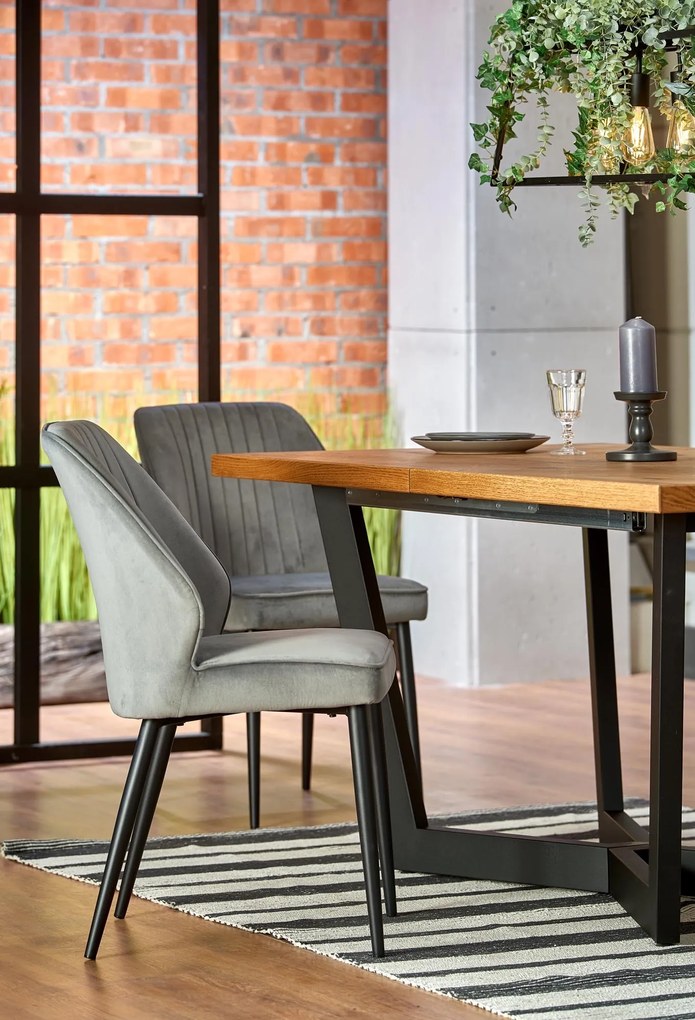 Rozkładany stół w stylu industrialnym Massive jasny dąb