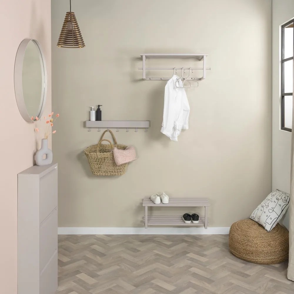 Szarobrązowy metalowy wieszak ścienny z półką 76 cm Marco – Spinder Design