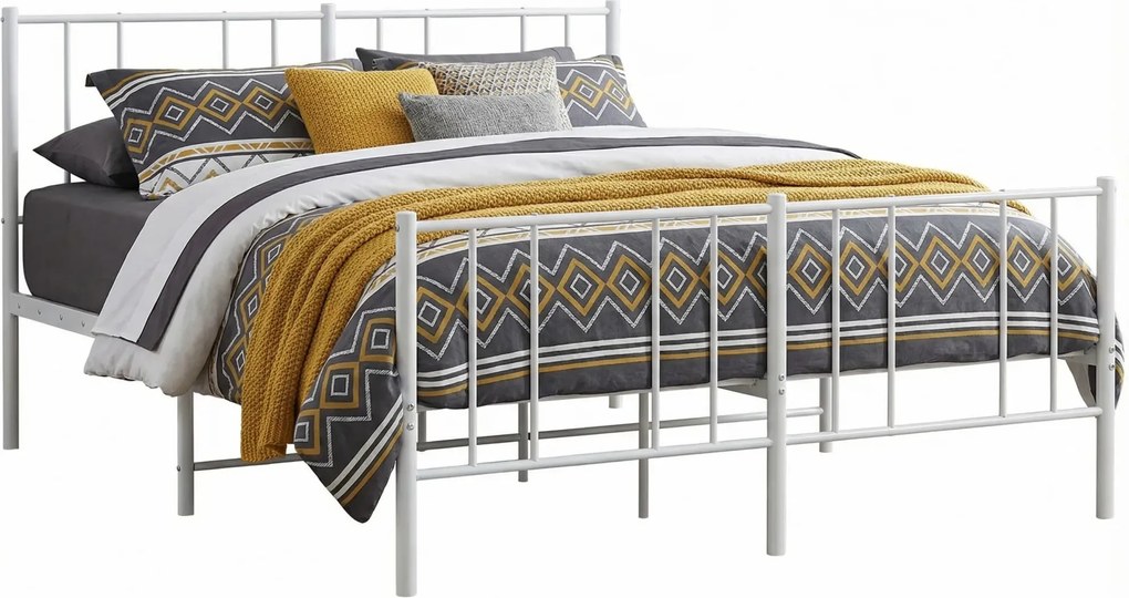 Białe metalowe łóżko małżeńskie 160x200 cm C6-W61