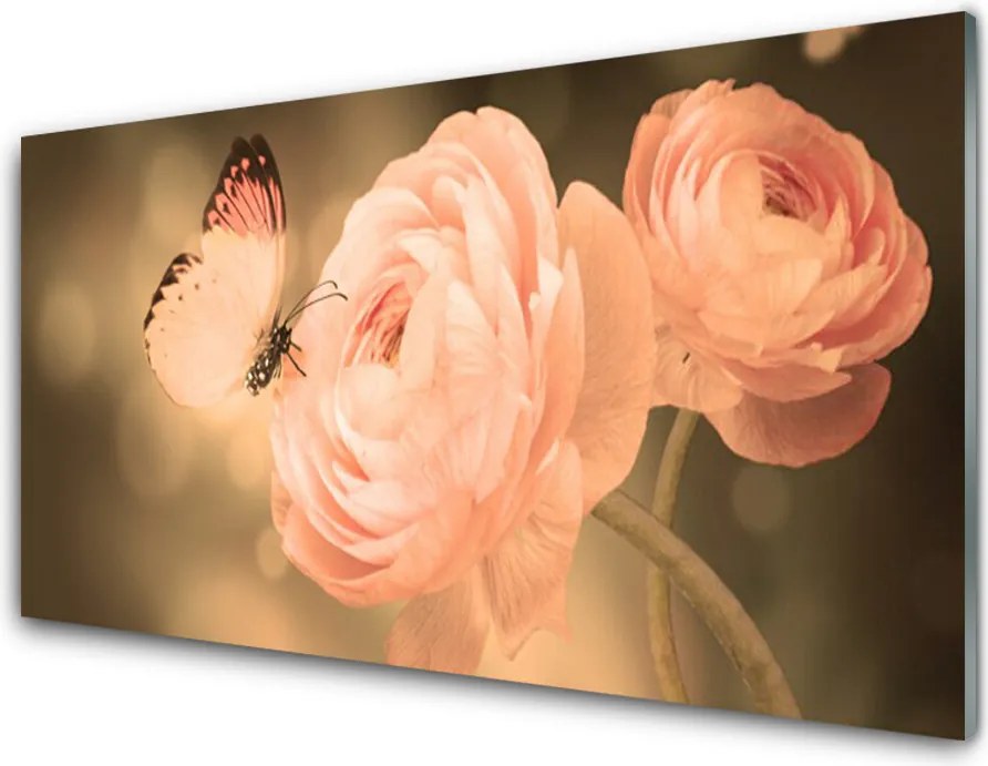 Panel Szklany Motyl W Ogrodzie Różanym