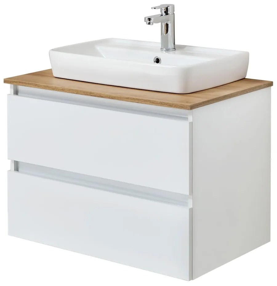 Biała wisząca szafka pod umywalkę bez baterii 75x53 cm Set 360 – Pelipal