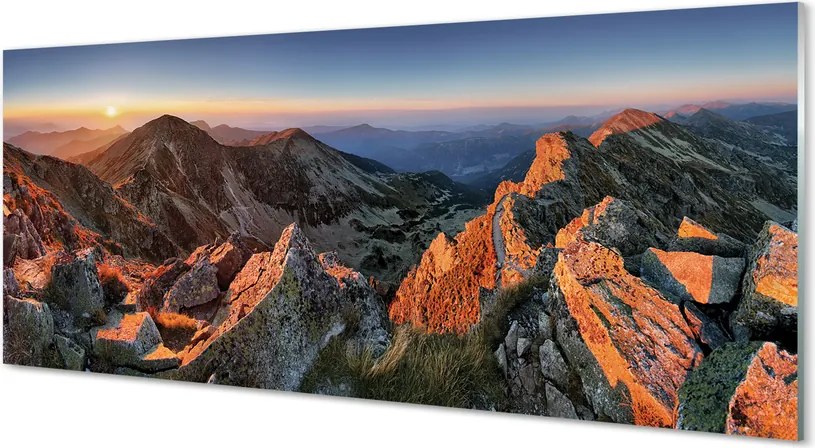 Szklany Panel Góry w Blasku Zachodu