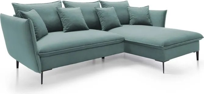 Narożnik GLOSS Prawostronny z funkcją spania, zestaw z poduszkami wolnostojący tkanina RIVIERA 80 Jasny szary WERSAL