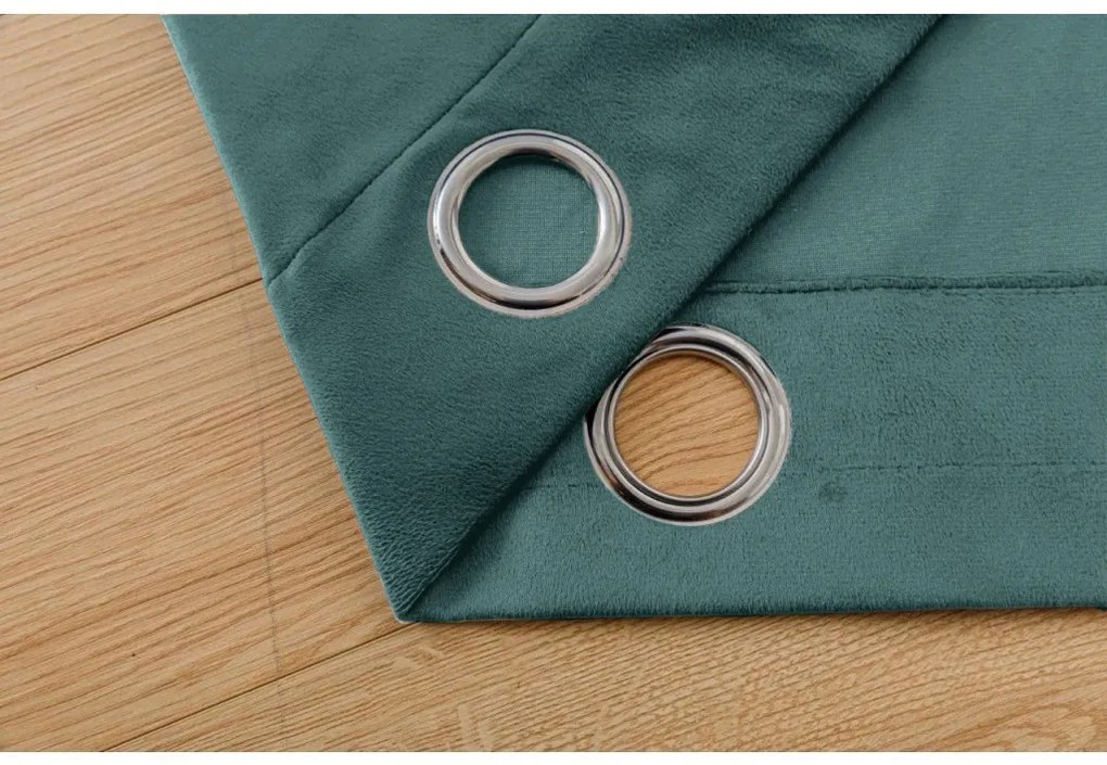 Zasłona zaciemniająca VELVET 140x250 cm, turkusowa Zawieszanie: Metalowe pierścienie