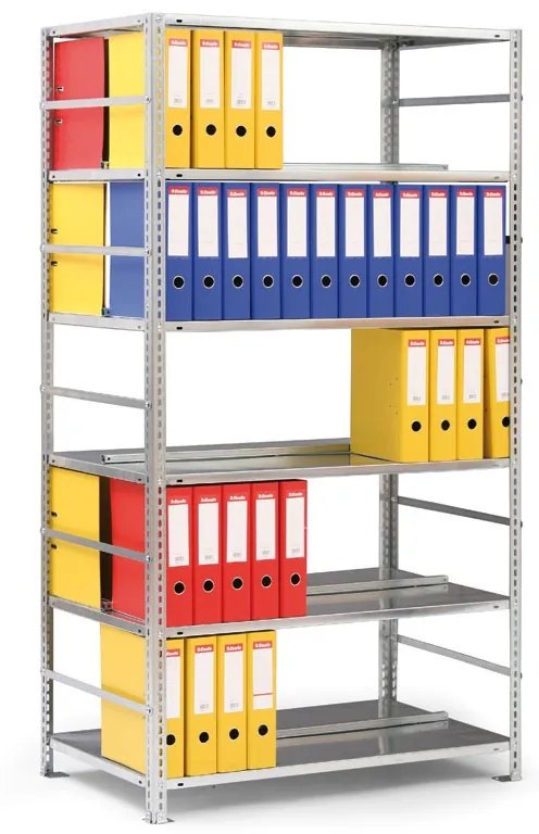 Regał na segregatory COMPACT, szary, 7 półek, 2200x1000x600 mm, podstawowy