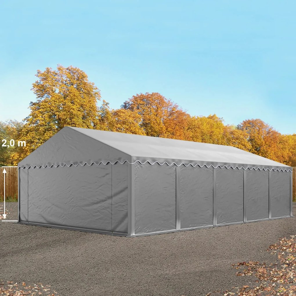 TOOLPORT 5x10m Namiot magazynowy, plandeka PVC, szary - (2333)