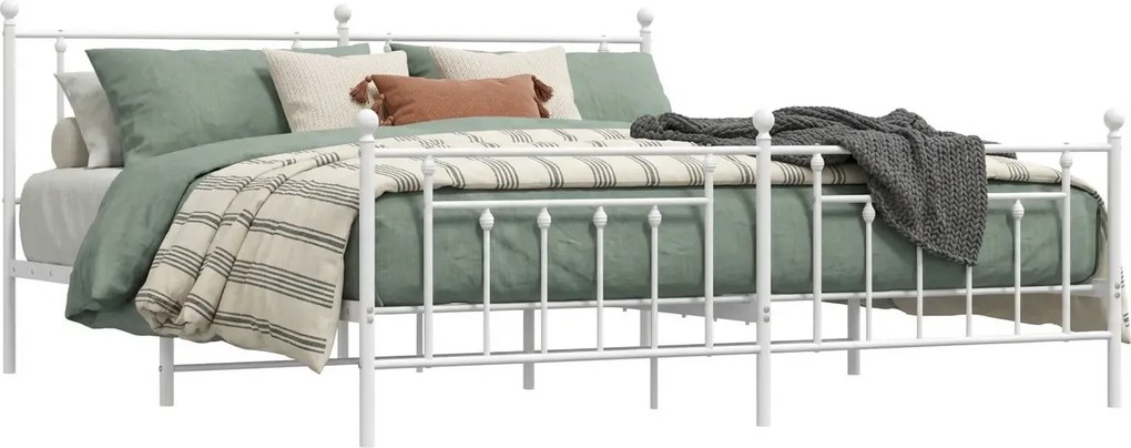 Białe metalowe łóżko małżeńskie 180x200 cm H5-E08