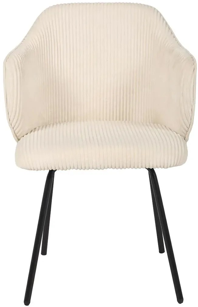 Kremowe krzesło sztruksowe na czarnych nogach D1-L83