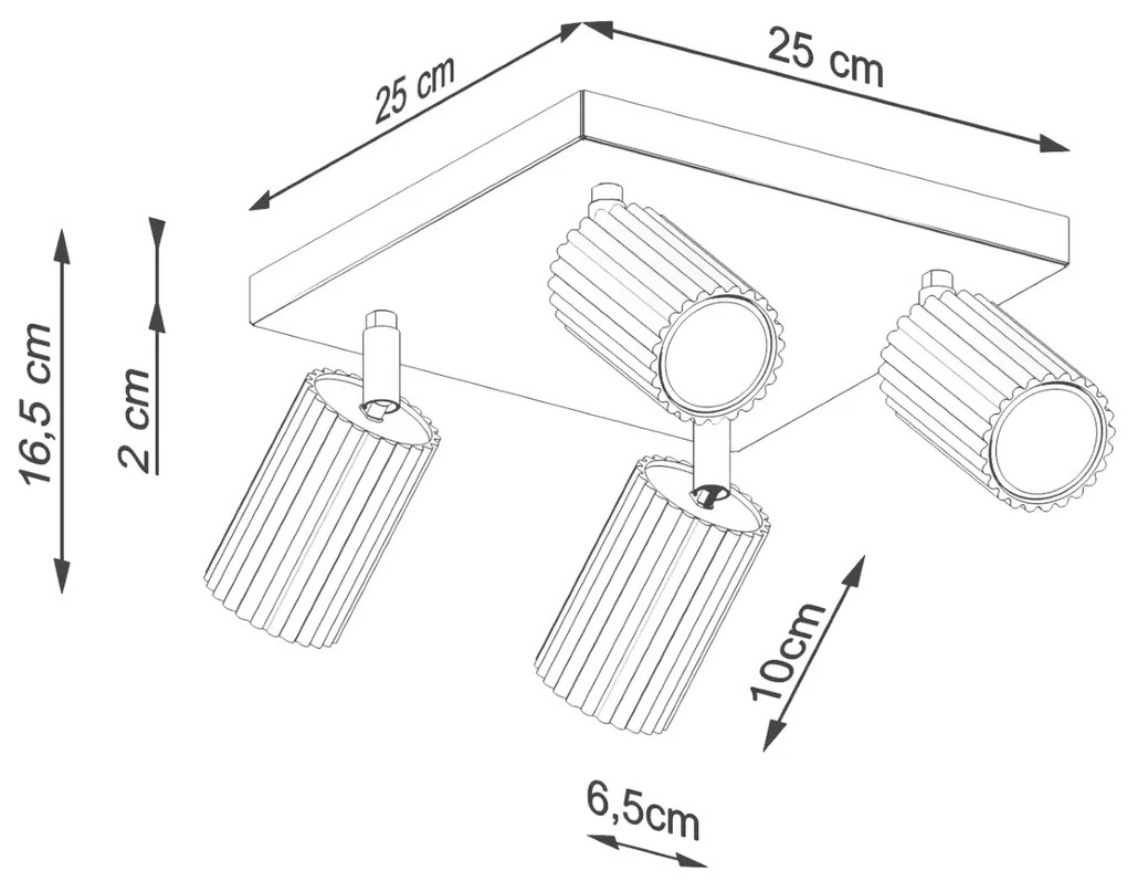 Plafon czteropunktowy KARBON 4 zielony oliwkowy kwadratowy SOLLUX LIGHTING