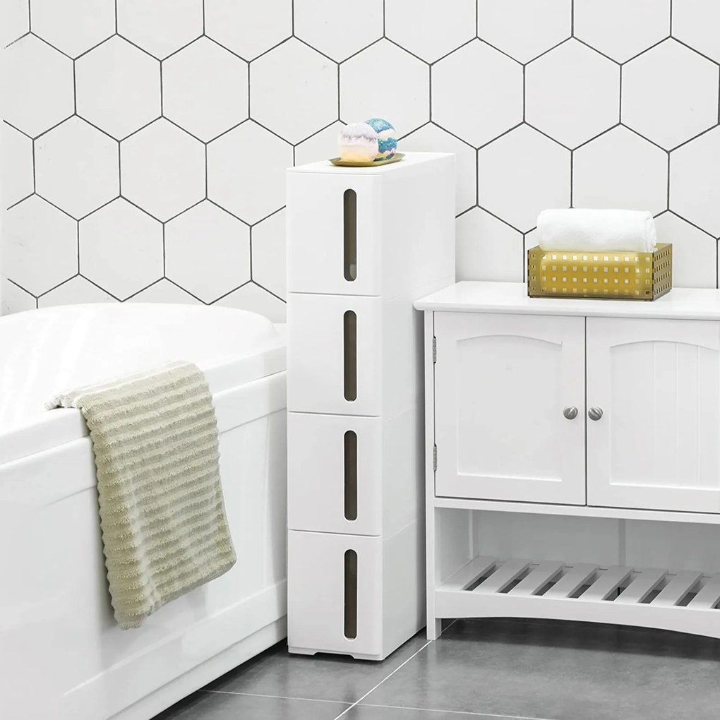 Szafka na kółkach, wąska, biała - KFR08WT