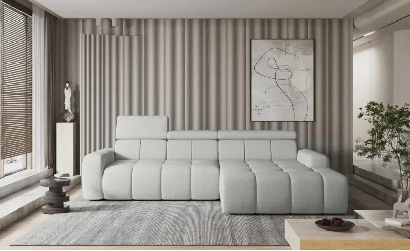 Narożnik ENZO S układ L z elektryczną regulacją siedziska Prawostronny z funkcją spania w ktaninie SORELLA 01 WERSAL