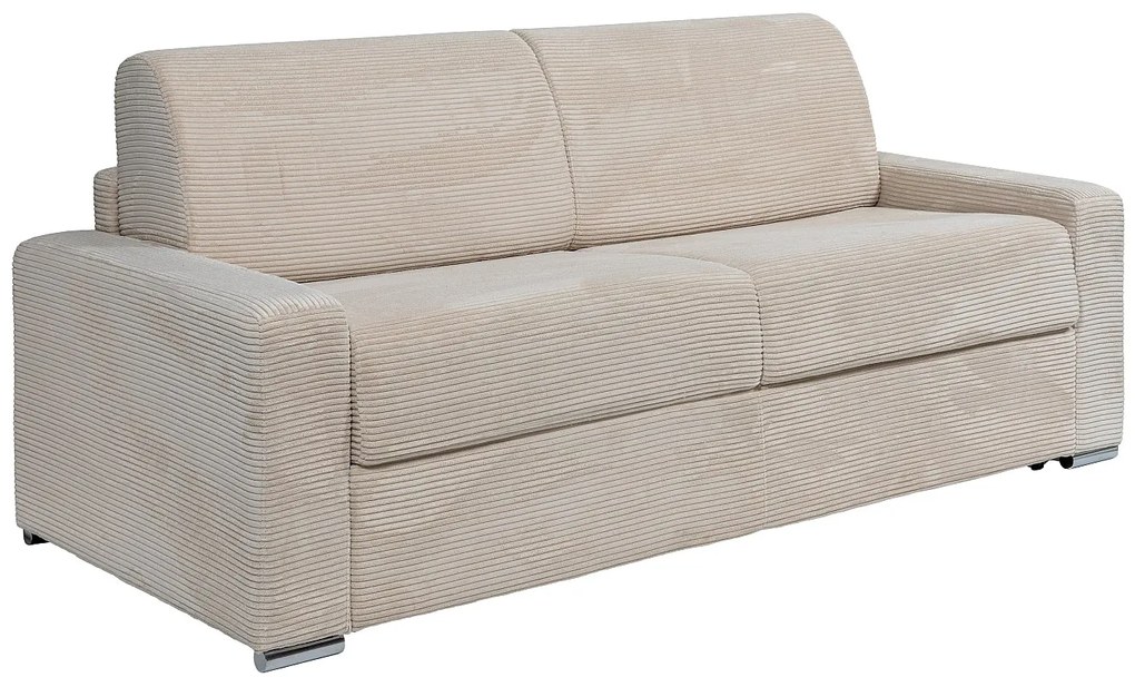Kanapa 4-osobowa rozkładana typu express z beżowego sztruksu - Miejsce do spania 160 cm - Materac 18 cm - CALITO