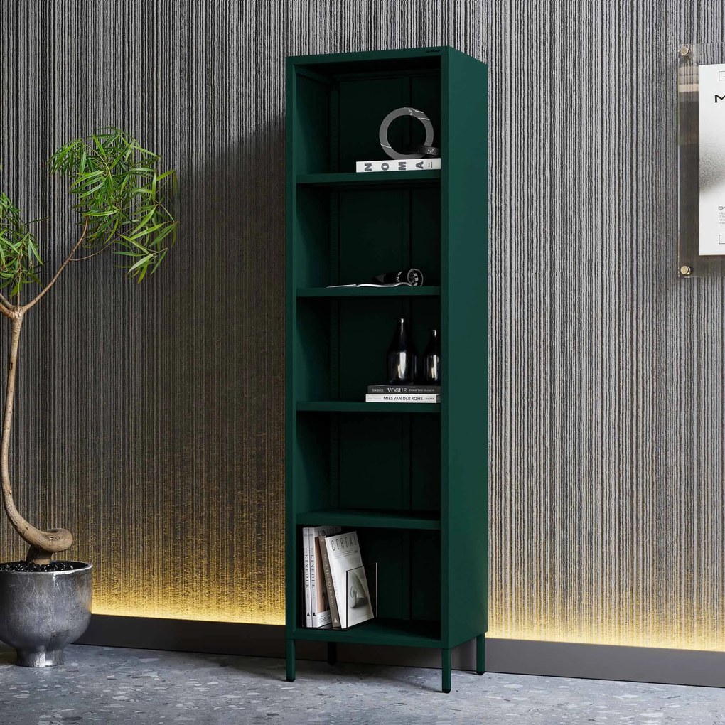 Regał na książki MARIO, 500 x 1800 x 350 mm, Modern: butelkowa zieleń