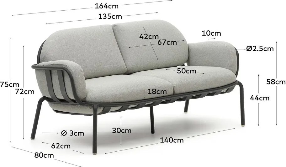Jasnoszara sofa ogrodowa Joncols – Kave Home
