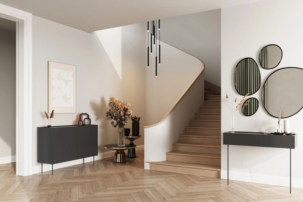 Toaletka Desin 100 cm z szufladami i metalowymi nogami - czarny mat / dąb nagano