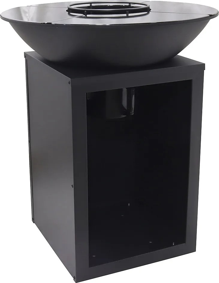 Grill plancha z funkcją rusztu na węgiel i drewno ze schowkiem 80 x 80 x 96 cm czarny - IGNOS