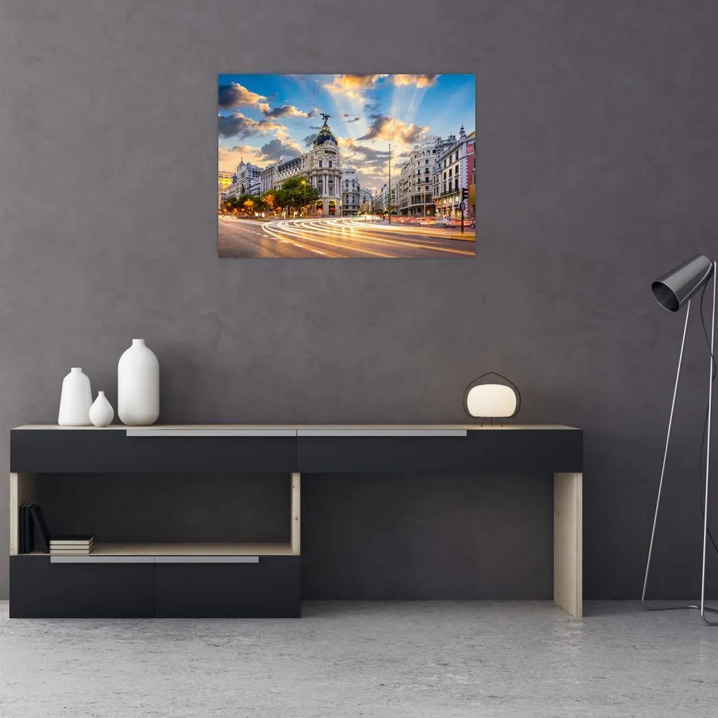 Obraz - Calle Gran Vía, Madryt, Hiszpania (70x50 cm)