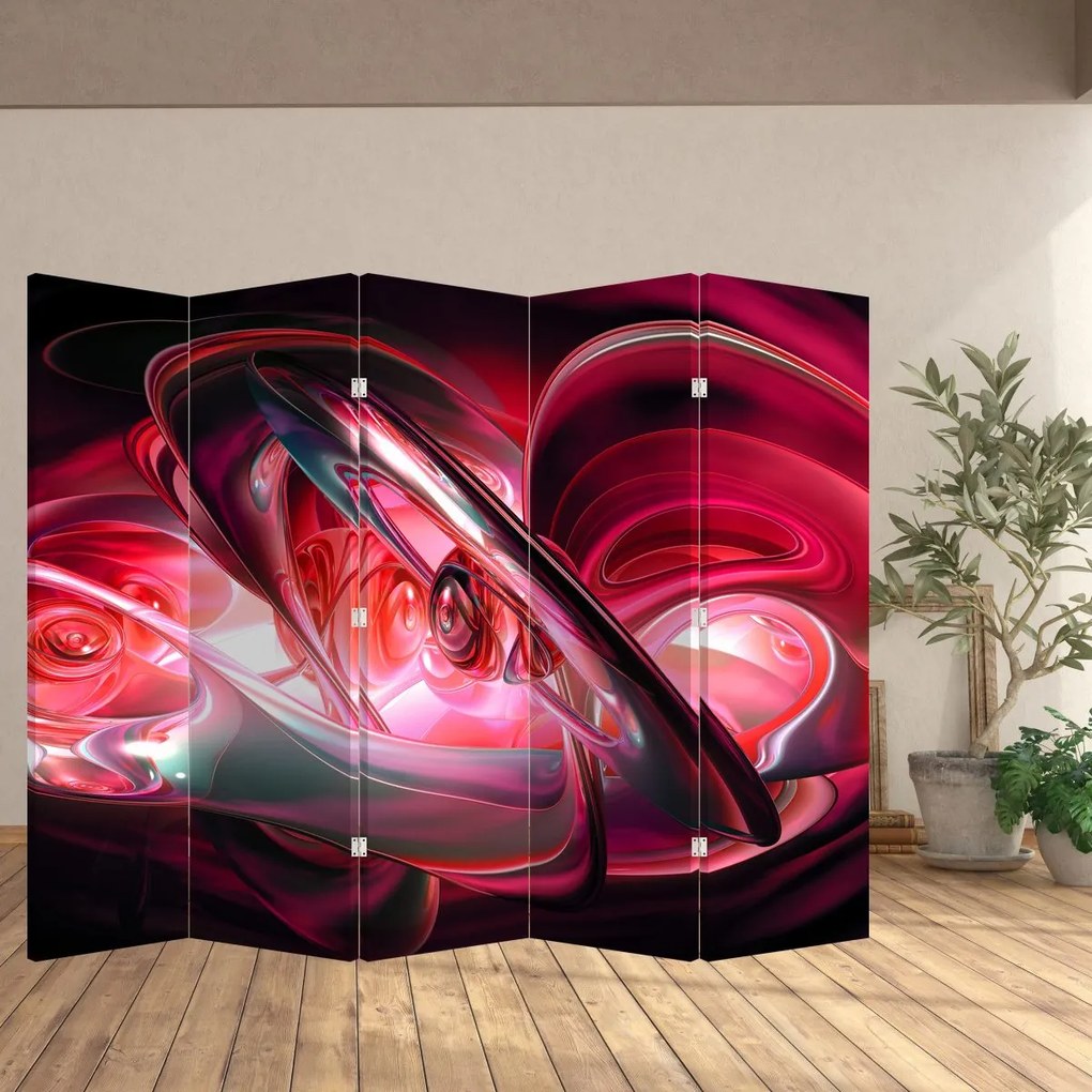 Parawan - Czerwone fraktale (210x170 cm)