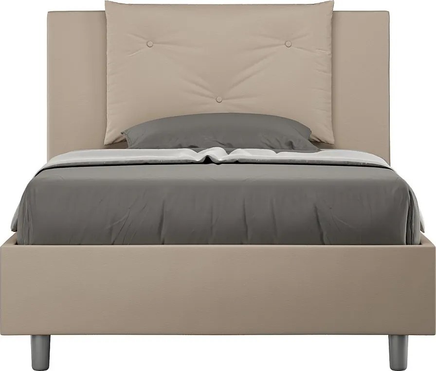 Łóżko bez stelaża tapicerowane 120x200 sztucznej skóry szaro-beżowy Appia