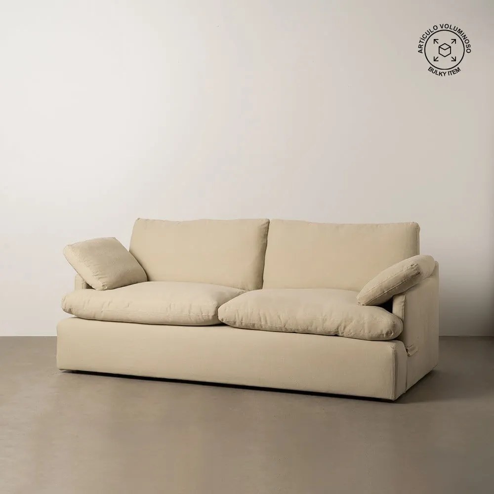 Beżowa lniana sofa 212 cm – Ixia