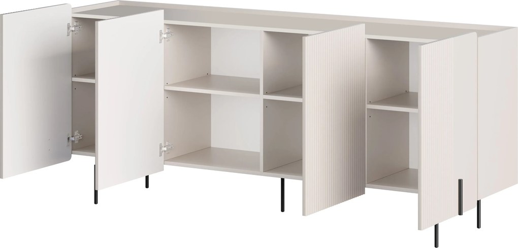 Komoda Malmi 200 cm czterodrzwiowa - kaszmir / czarne nóżki