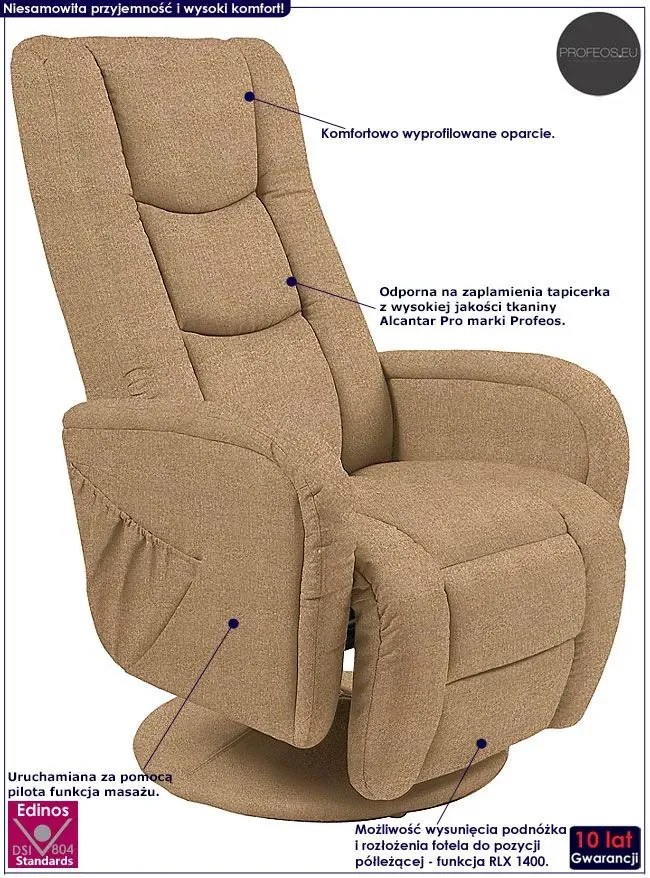 Beżowy Obrotowy Fotel Rozkładany T5-M45