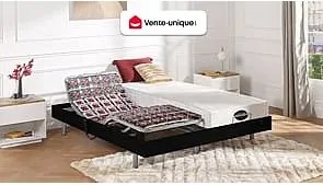 Stelaż relaksacyjny 2x91 płytek wykończenie drewniane kolor czarny marki YSMÉE - 2 x 70 x 190 cm - silniki OKIN