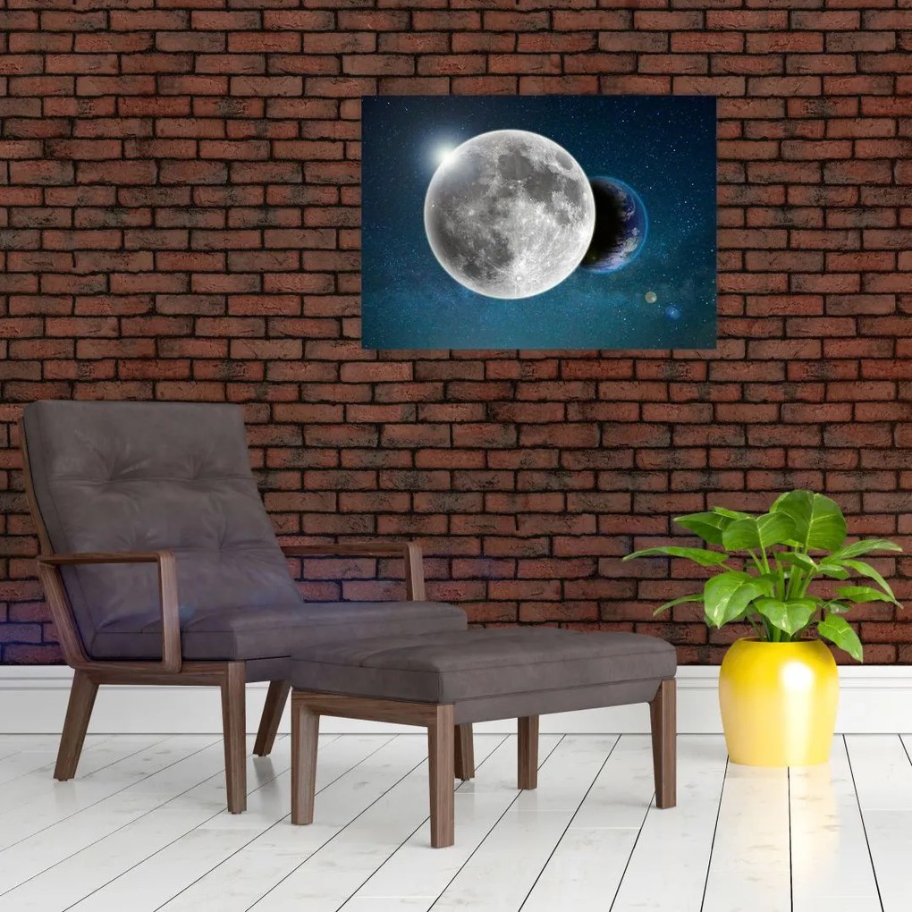 Obraz - Ziemia w zaćmieniu Księżyca (70x50 cm)