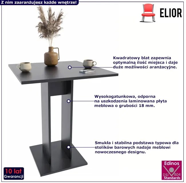 Stolik kwadratowy barowy czarny D7-G44