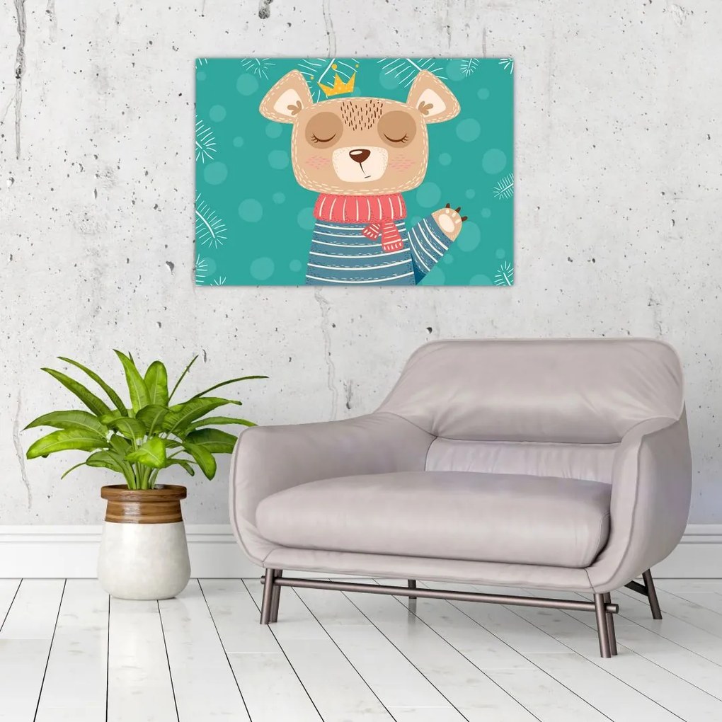 Obraz - Machający niedźwiadek (70x50 cm)