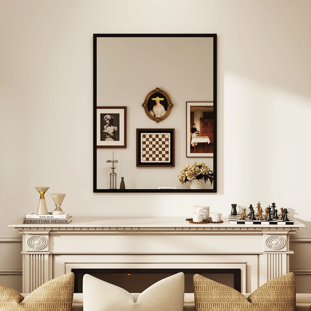 HOMCOM Lustro ścienne, 70 x 90 cm, dekoracyjne lustro wiszące, łatwy montaż, w zestawie śruby | Aosom PL